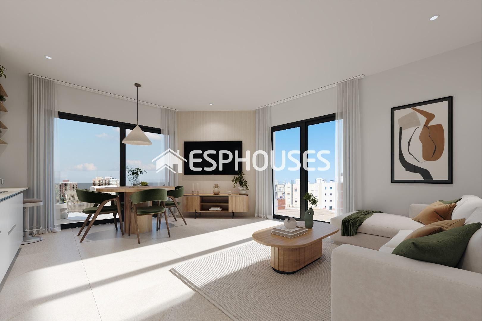 Sala d'estar de Apartament en venda en Alicante / Alacant amb Terrassa, Balcó i Piscina comunitària