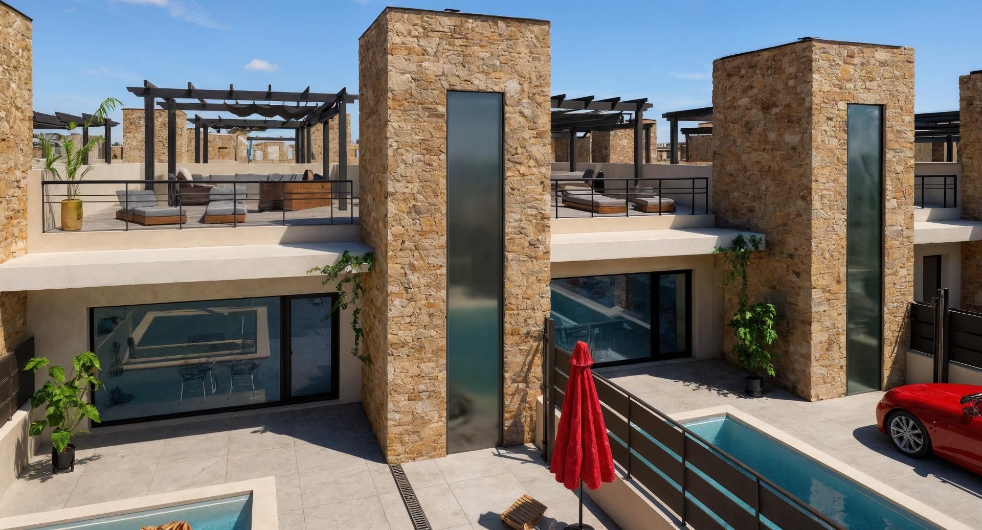 Vista exterior de Casa o chalet en venta en Fuente Álamo de Murcia con Terraza y Piscina