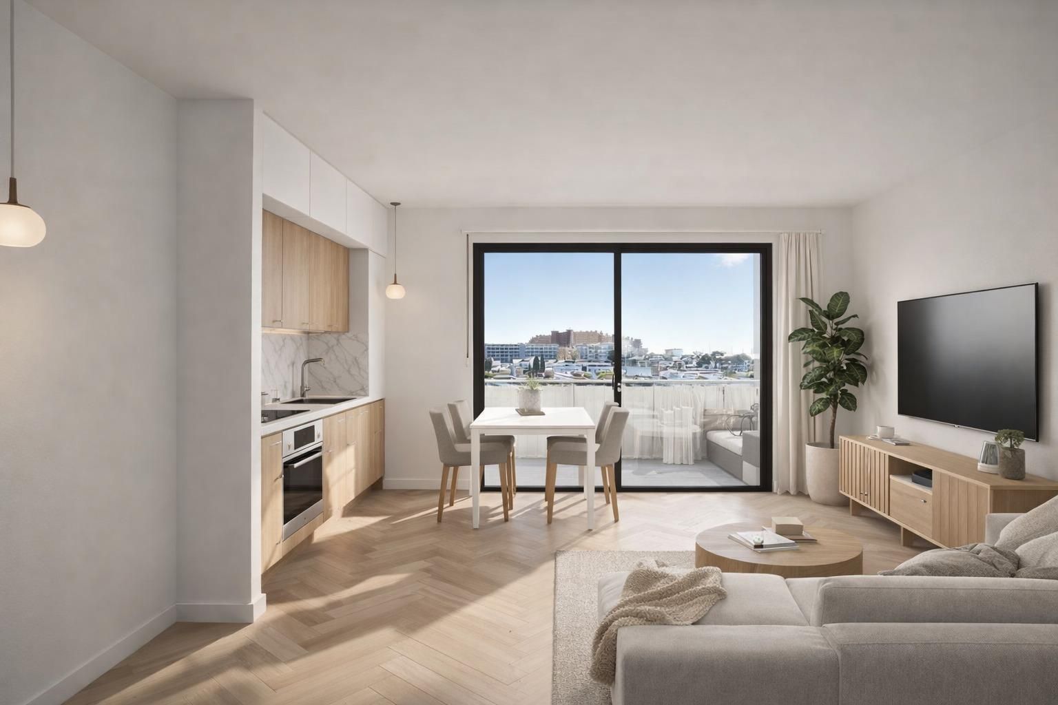 Sala de estar de Estudio en venta en Roses con Terraza, Balcón y Alarma