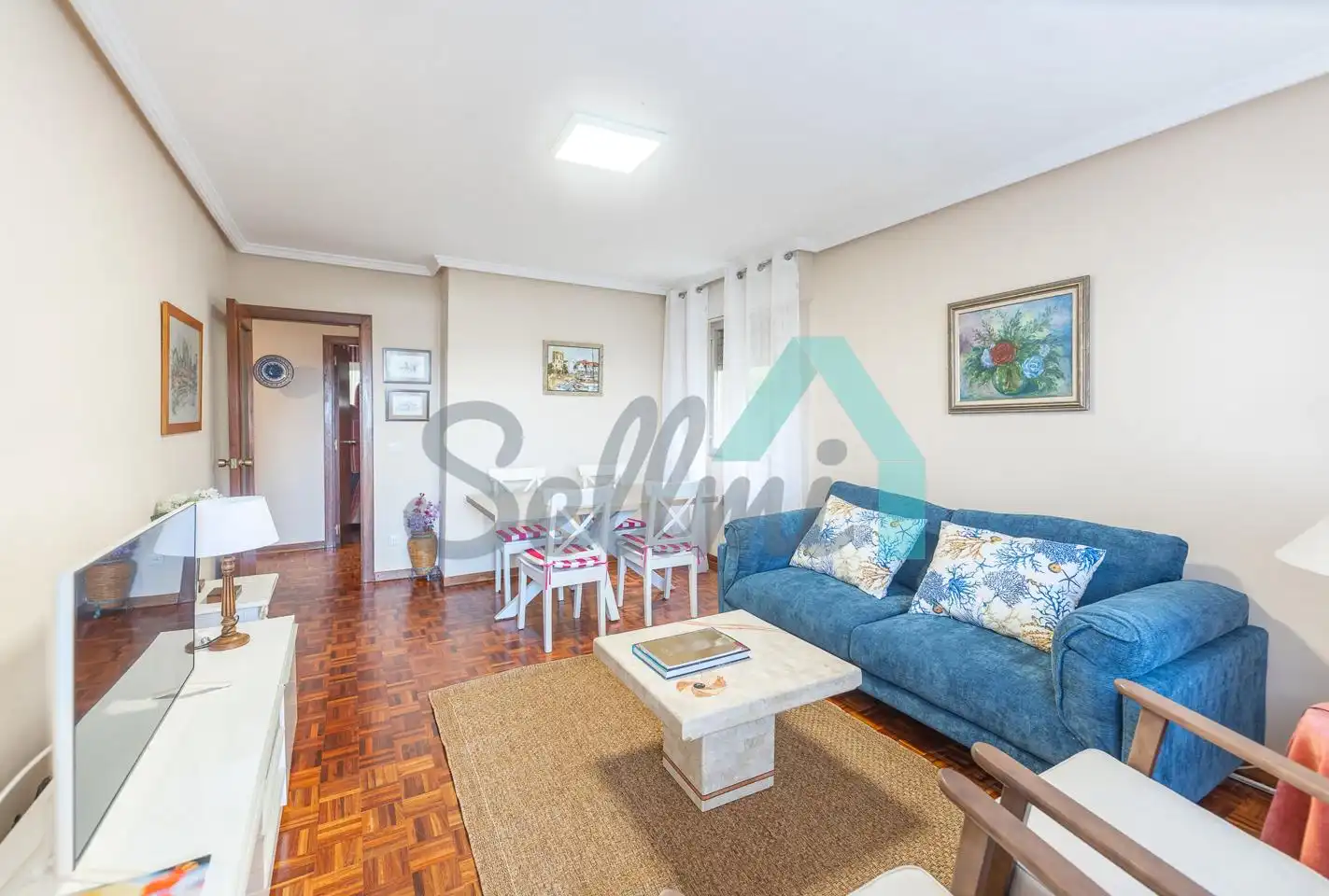 Wohnzimmer von Wohnung zur Miete in Castrillón mit Heizung, Parkett und Terrasse