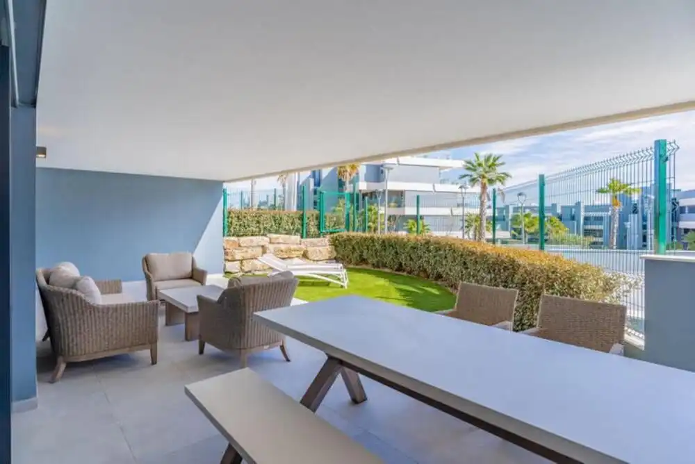 Terraza de Apartamento de alquiler en Estepona con Aire acondicionado, Jardín privado y Terraza