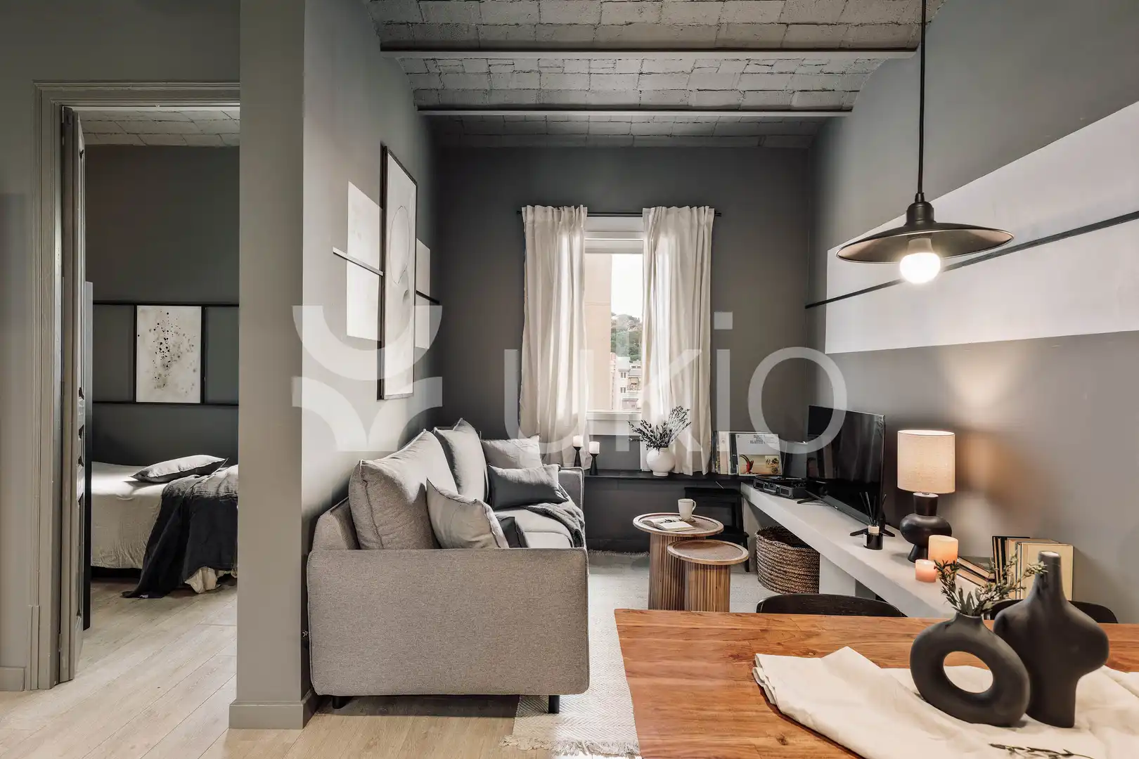 Sala de estar de Apartamento de alquiler en Barcelona con Aire acondicionado, Calefacción y Amueblado