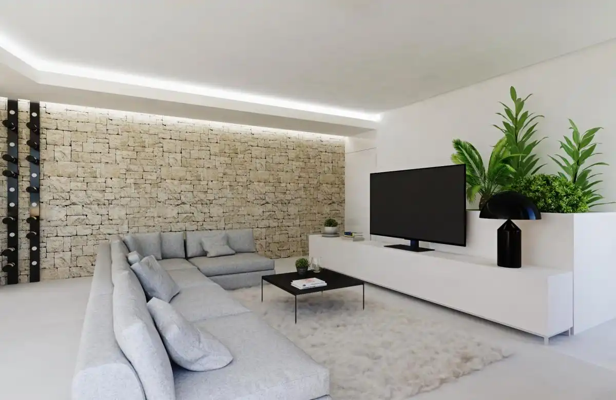 Sala d'estar de Casa o xalet en venda en Calpe / Calp amb Jardí privat i Piscina