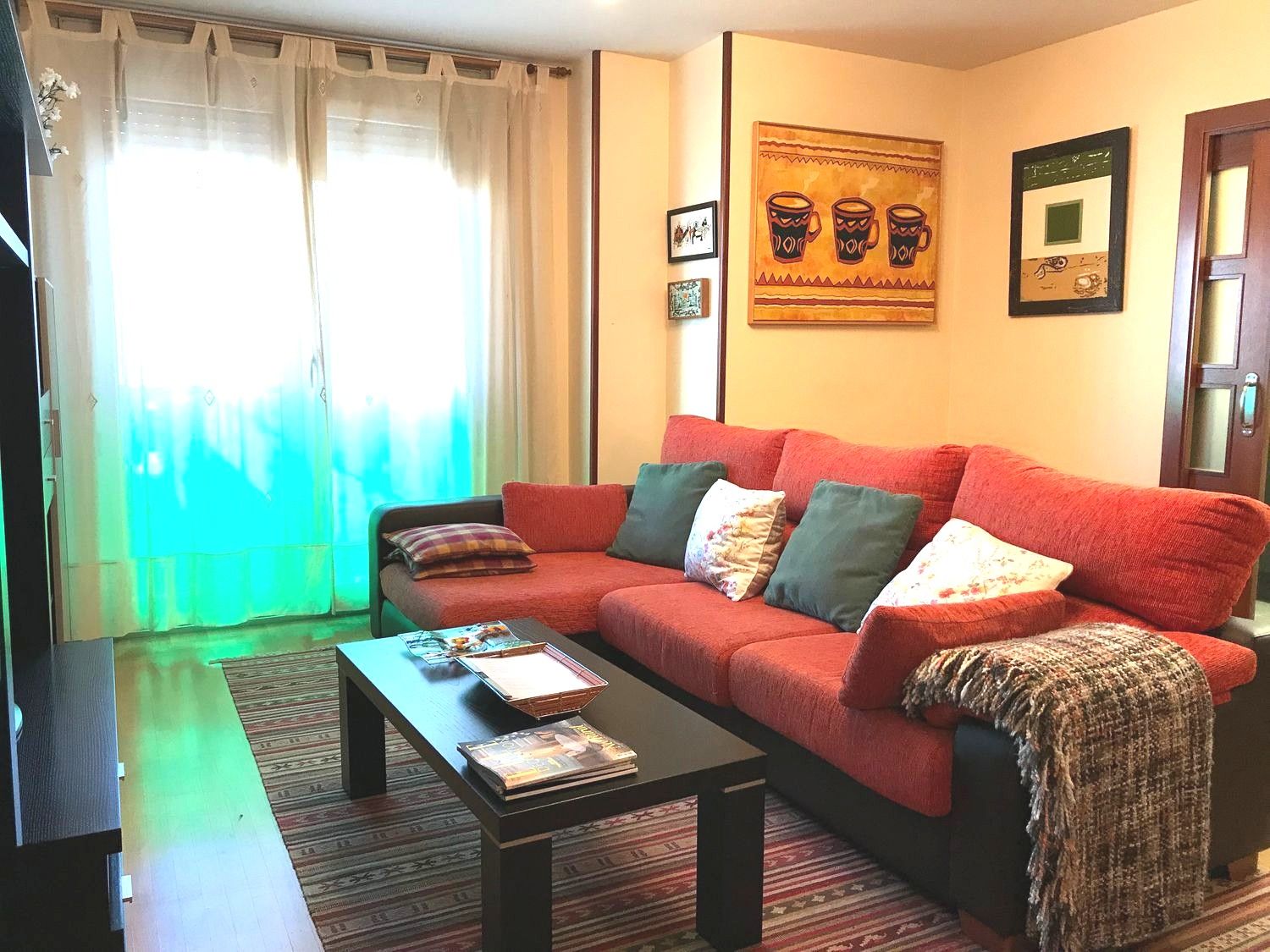 Living room of Flat for sale in Gijón   with Heating, Private garden and Parquet flooring
