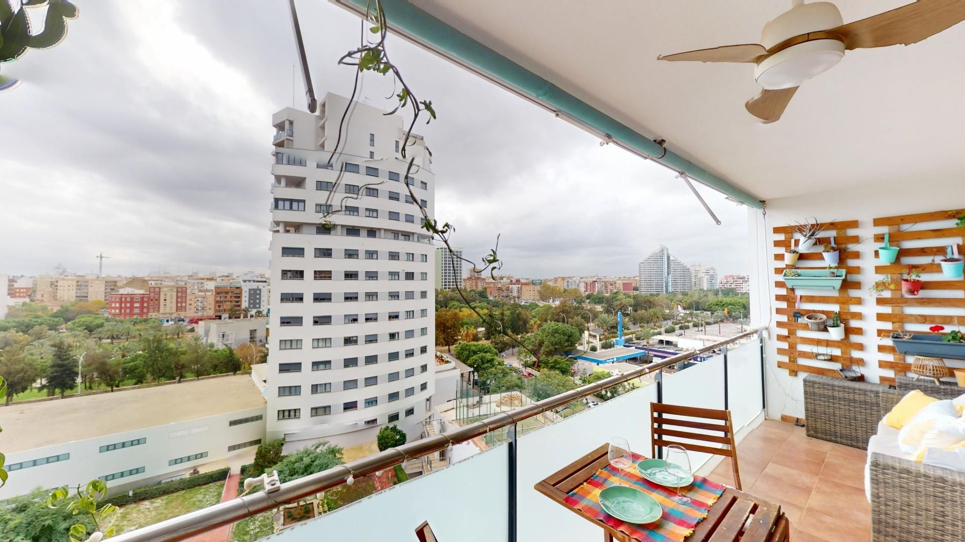 Balcony of Flat for sale in  Valencia Capital  with Air Conditioner, Private garden and Terrace