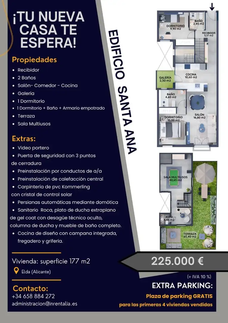 Wohnungen zum Verkauf in Elda mit Klimaanlage, Heizung und Terrasse
