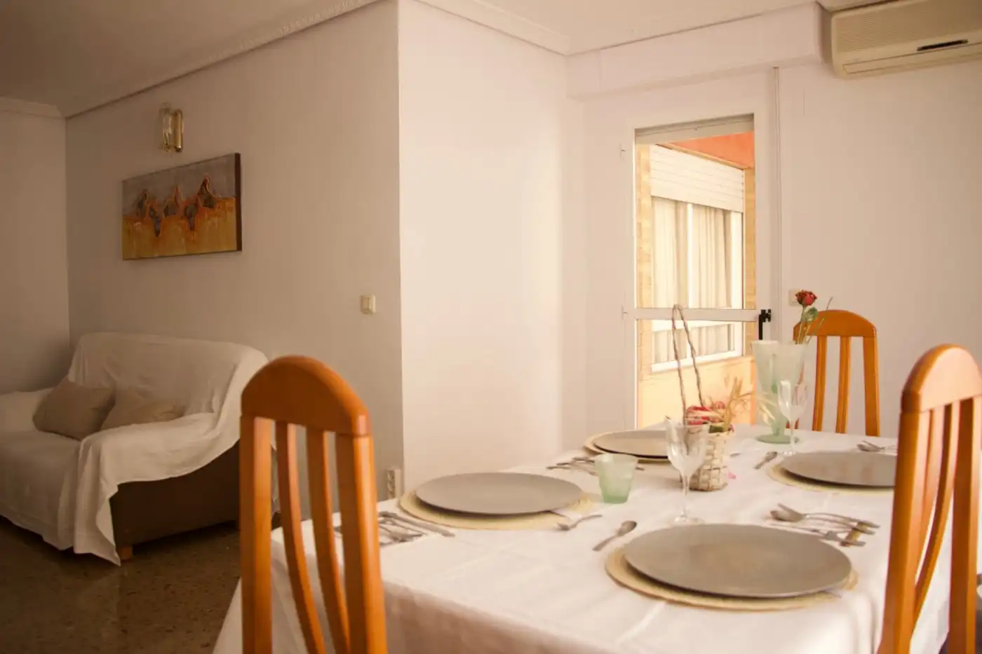 Esszimmer von Wohnung zur Miete in Moncada mit Klimaanlage, Möbliert und Balkon