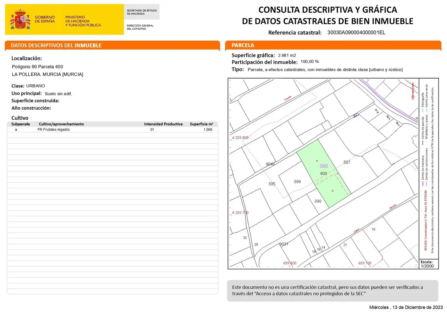 Terreny residencial en venda a Pedanías Oeste, imagen 5