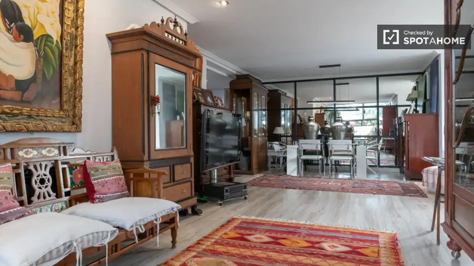 Living room of Flat for share in Madrid  with Air Conditioner, Heating and Furnished