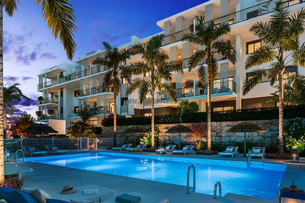 Piscina de Apartamento en venta en Estepona con Aire acondicionado, Terraza y Piscina comunitaria