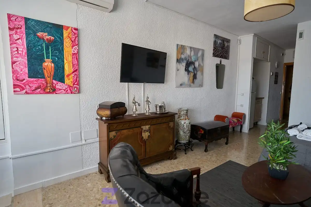 Sala de estar de Estudio de alquiler en Torremolinos con Aire acondicionado, Amueblado y Lavadora