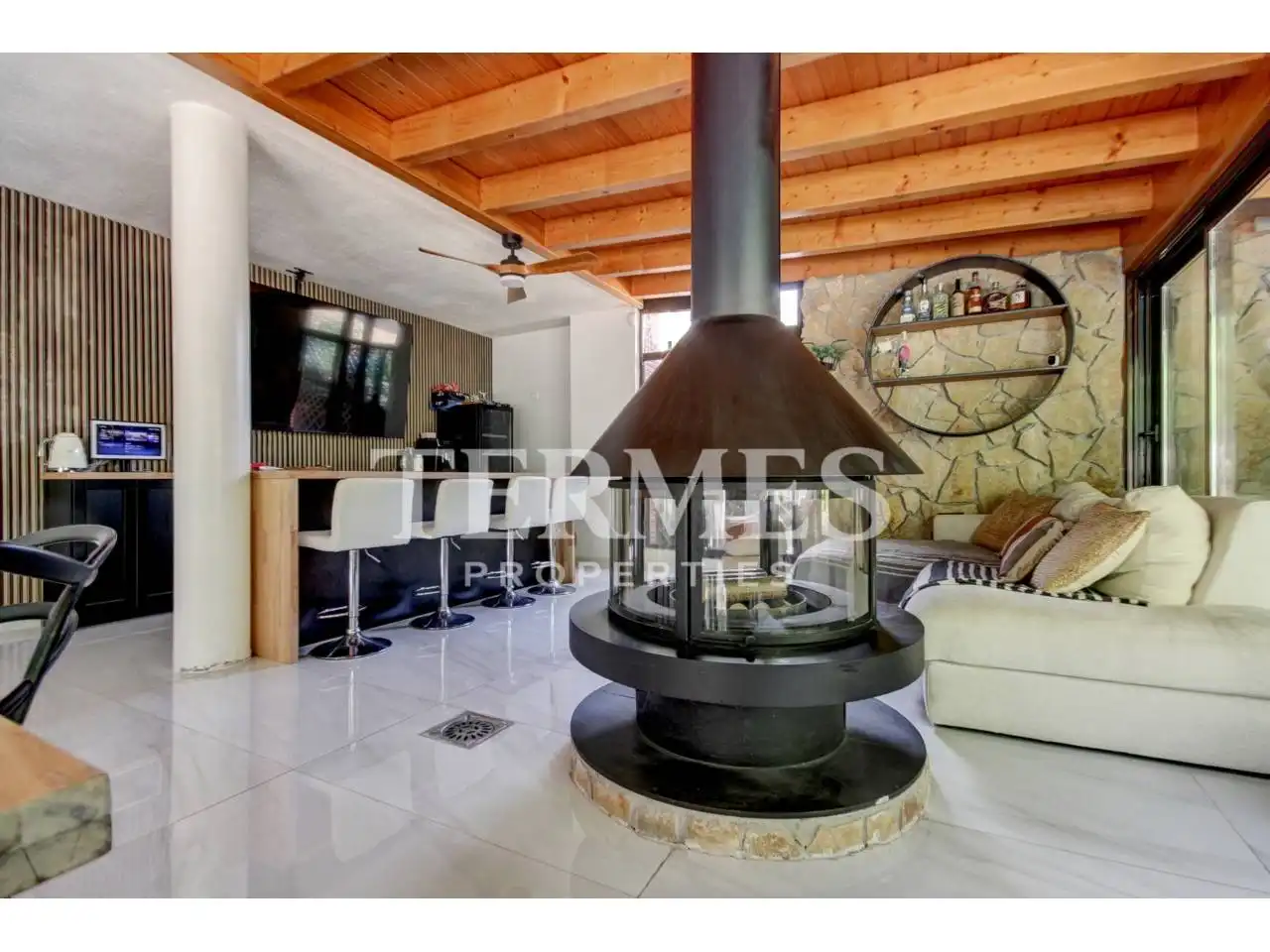 Wohnzimmer von Haus oder Chalet zur Miete in Castelldefels mit Klimaanlage, Privatgarten und Terrasse