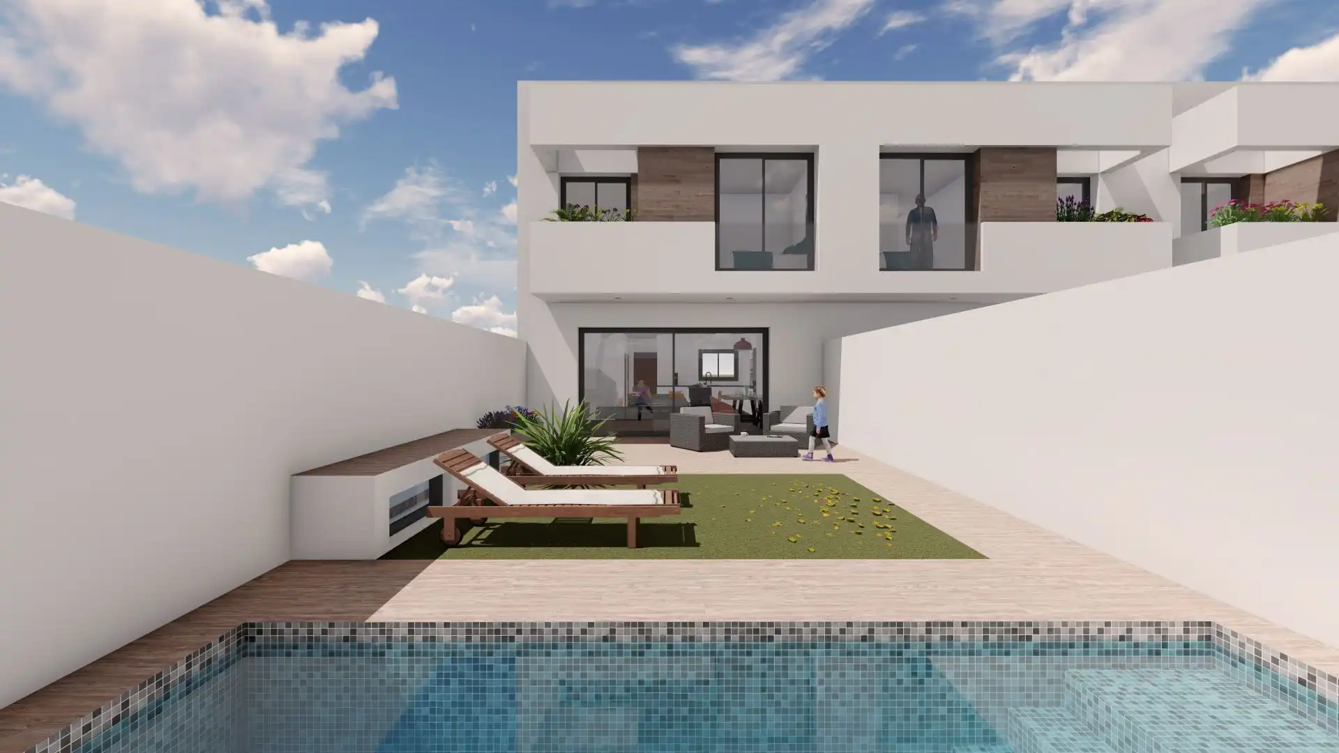 Piscina de Casa adosada en venda en Roquetas de Mar amb Aire condicionat, Calefacció i Jardí privat