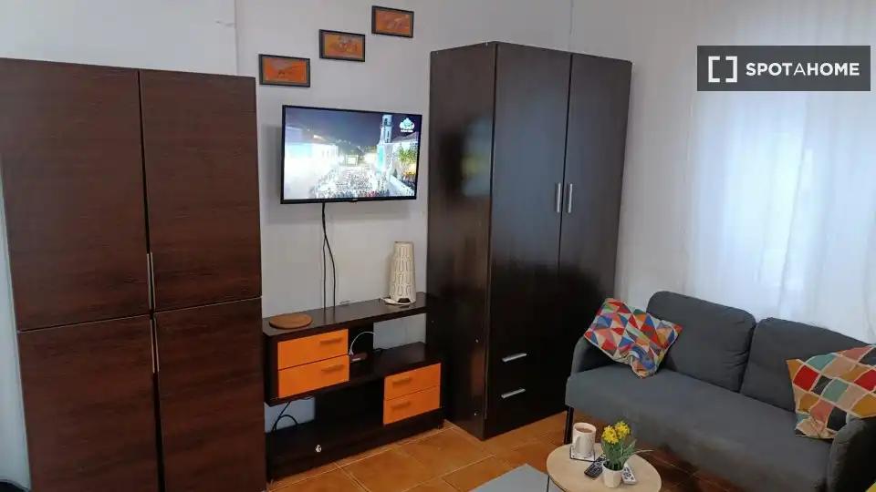 Sala de estar de Estudio para compartir en Málaga con Aire acondicionado, Calefacción y Terraza