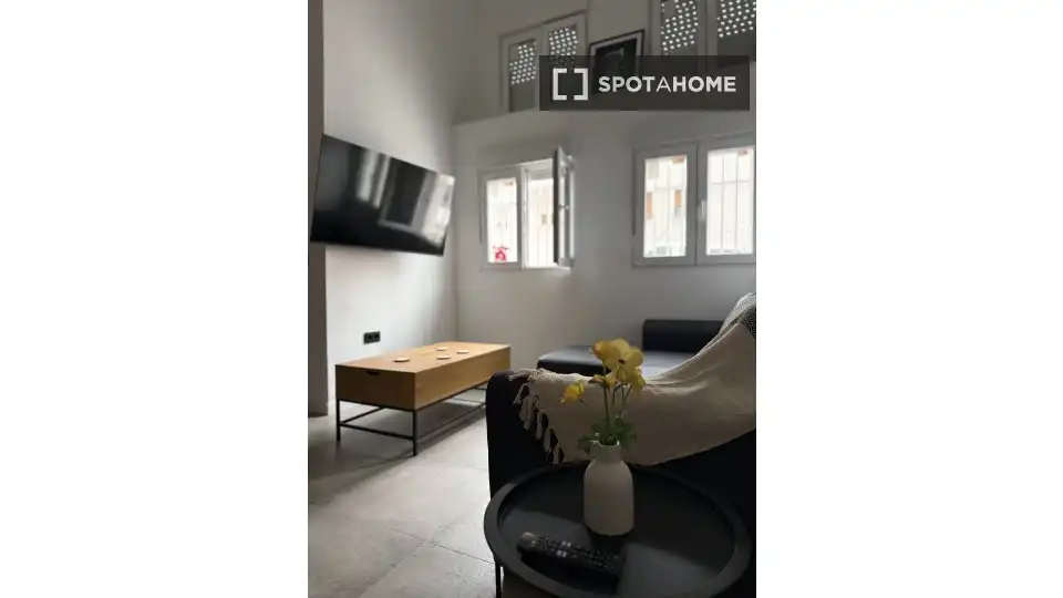 Sala d'estar de Estudi per a compartir en Málaga amb Aire condicionat, Terrassa i Moblat