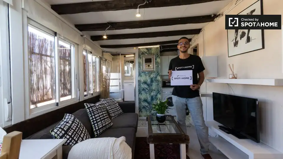 Wohnzimmer von Wohnung zur untervermieten in Madrid mit Klimaanlage, Heizung und Terrasse
