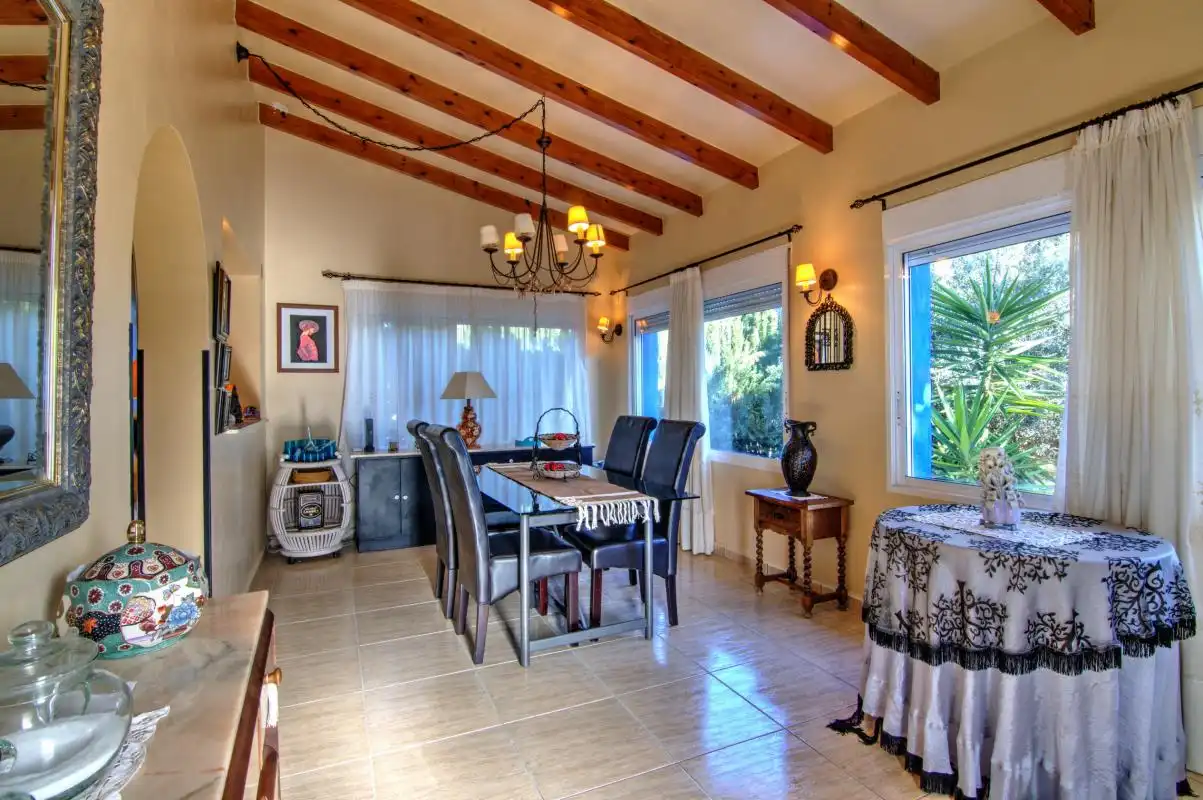 Dining room of Houses for sale in Benitachell / El Poble Nou de Benitatxell  with Air Conditioner, Heating and Private garden