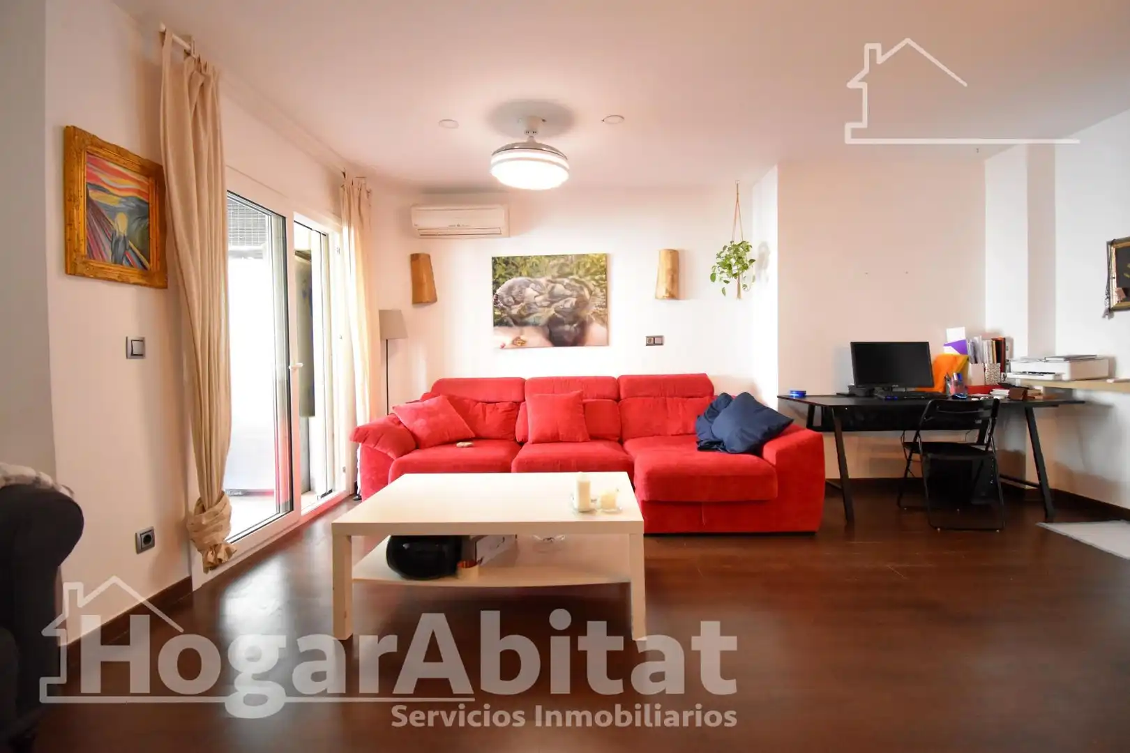 Living room of Flat for sale in Dénia  with Air Conditioner, Parquet flooring and Terrace