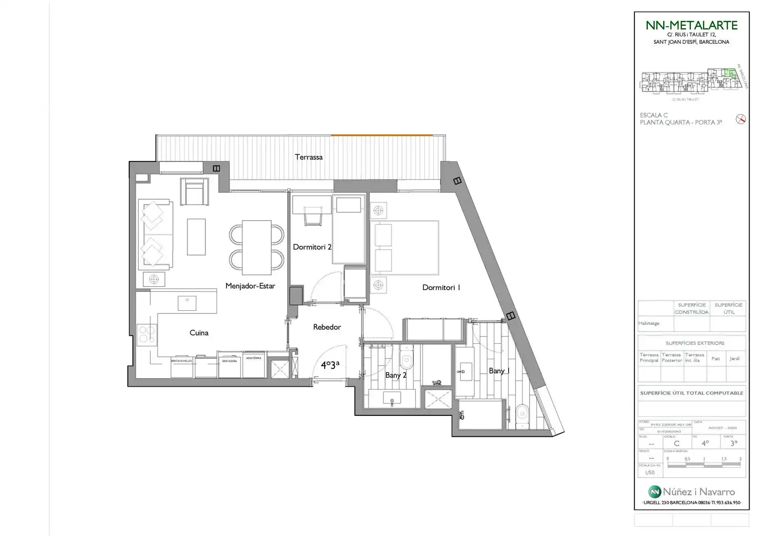 Wohnung zur Miete in Sant Joan Despí mit Klimaanlage, Heizung und Privatgarten