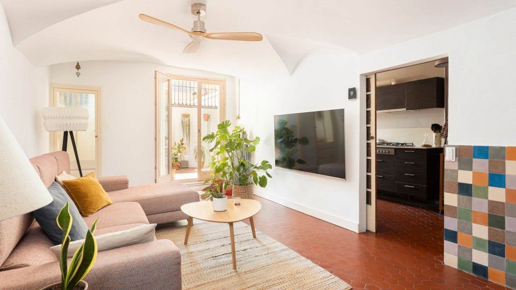 Sala d'estar de Apartament en venda en  Barcelona Capital amb Aire condicionat, Parquet i Terrassa