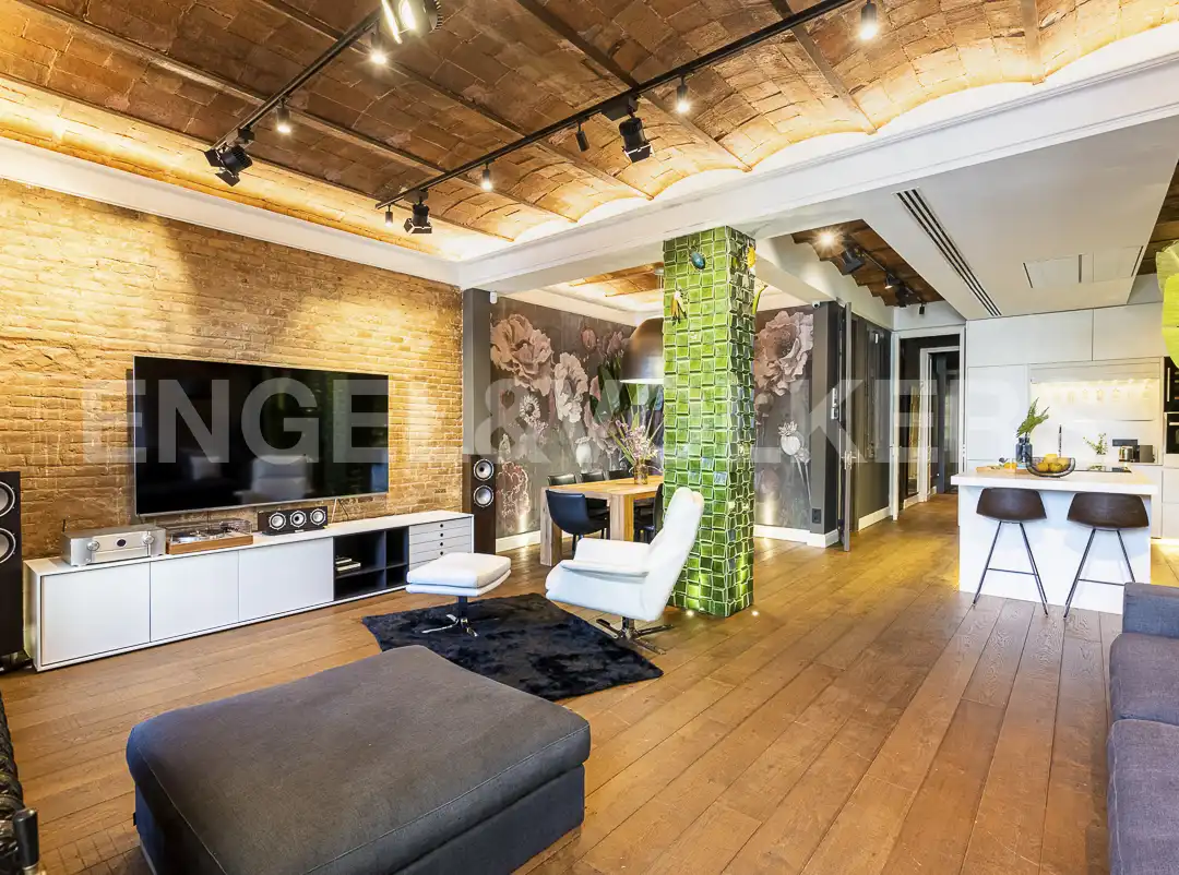 Sala de estar de Piso de alquiler en Barcelona con Aire acondicionado, Calefacción y Parquet