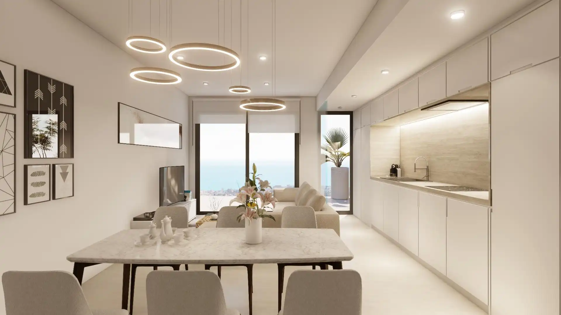 Sala de estar de Ático en venta en Benalmádena con Aire acondicionado, Terraza y Piscina comunitaria
