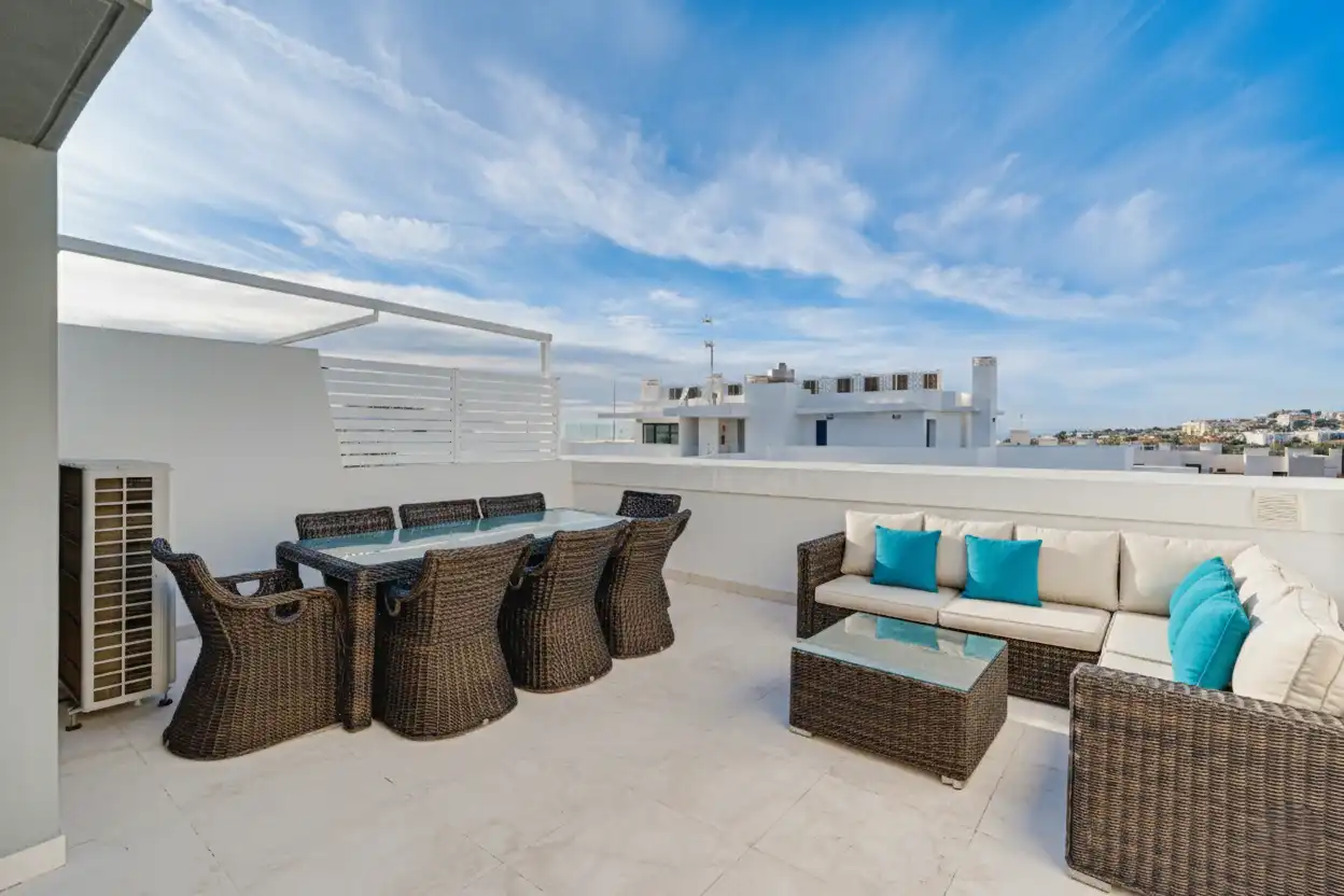 Terraza de Casa adosada en venta en Mijas con Aire acondicionado, Jardín privado y Terraza