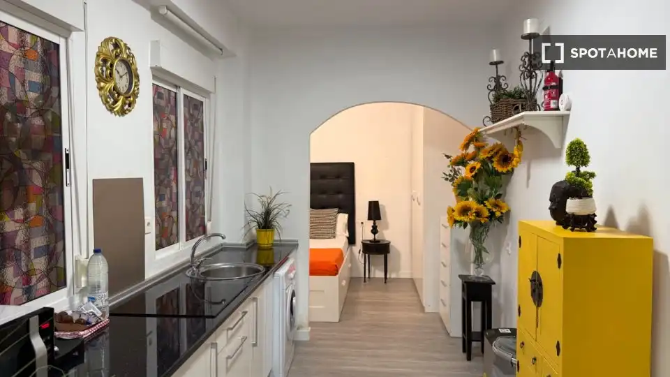 Cocina de Apartamento para compartir en Málaga con Aire acondicionado, Terraza y Amueblado