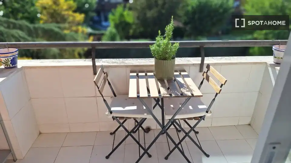 Terraza de Piso para compartir en Madrid con Aire acondicionado, Calefacción y Amueblado