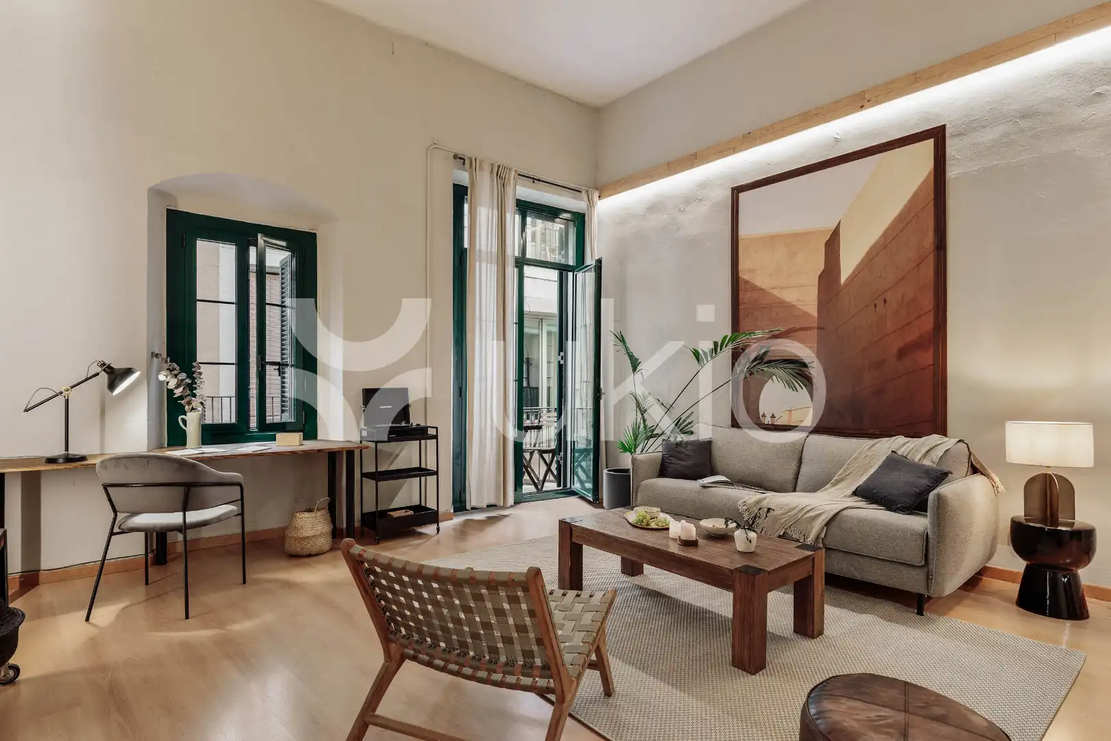 Sala de estar de Apartamento de alquiler en Barcelona con Aire acondicionado, Calefacción y Amueblado