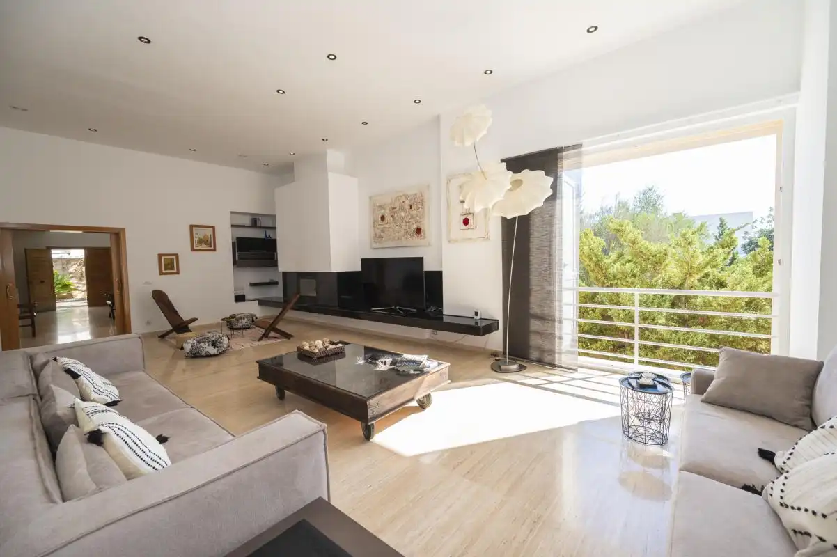 Sala de estar de Casa o chalet de alquiler en Sant Josep de sa Talaia con Aire acondicionado, Calefacción y Jardín privado