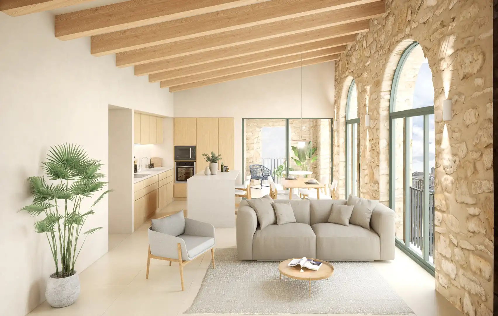 Wohnzimmer von Wohnung zum Verkauf in Banyoles mit Klimaanlage, Heizung und Terrasse