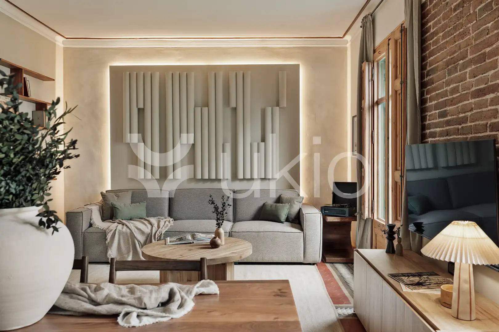 Sala de estar de Apartamento de alquiler en Barcelona con Aire acondicionado, Calefacción y Terraza