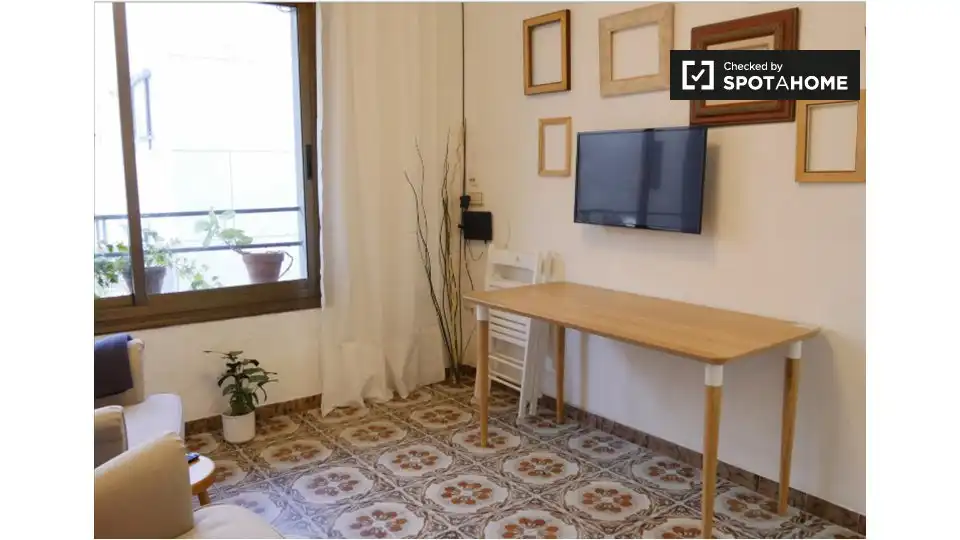 Wohnzimmer von Wohnung zur Miete in  Barcelona Capital mit Klimaanlage, Heizung und Möbliert