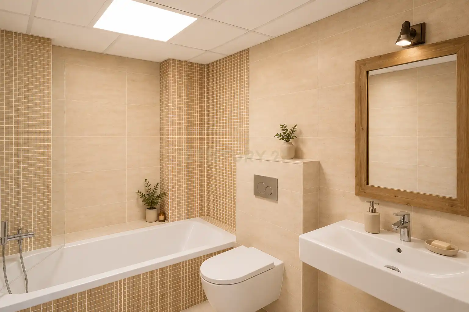 Badezimmer von Einfamilien-Reihenhaus zum Verkauf in Sant Josep de sa Talaia mit Klimaanlage, Privatgarten und Abstellraum
