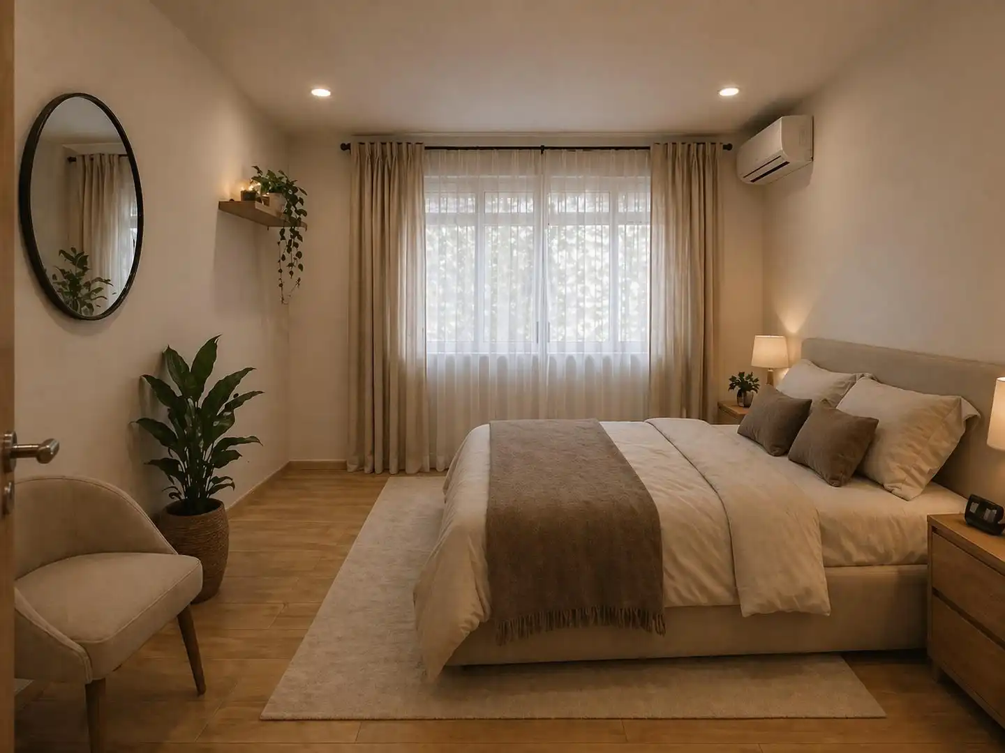 Dormitori de Apartament de lloguer en Guardamar del Segura amb Aire condicionat, Piscina i Moblat
