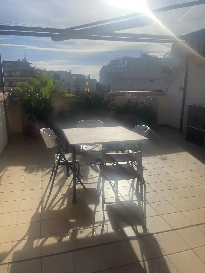 Terrasse von Dachboden zur Miete in Canet d'En Berenguer mit Klimaanlage, Schwimmbad und Balkon
