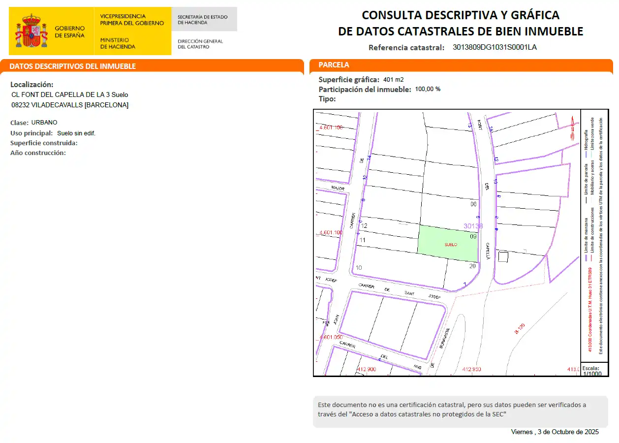Residential land for sale in Carrer Font del Capella 3, imagen 4