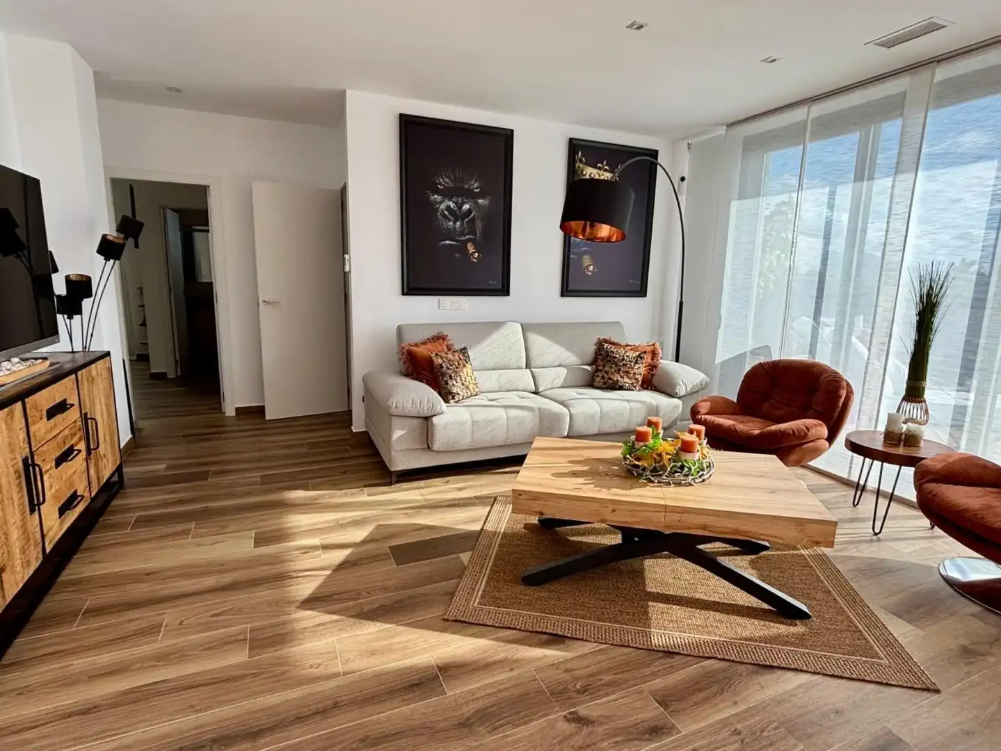 Sala d'estar de Casa o xalet en venda en Polop amb Aire condicionat, Jardí privat i Terrassa