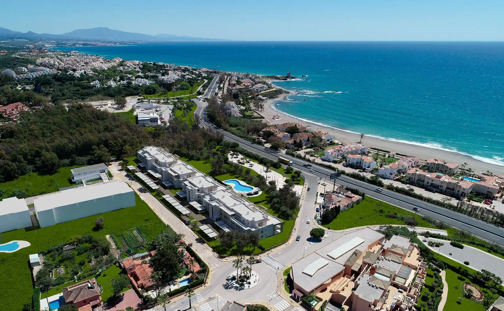 Vista exterior de Àtic en venda en Casares amb Jardí privat, Terrassa i Piscina comunitària