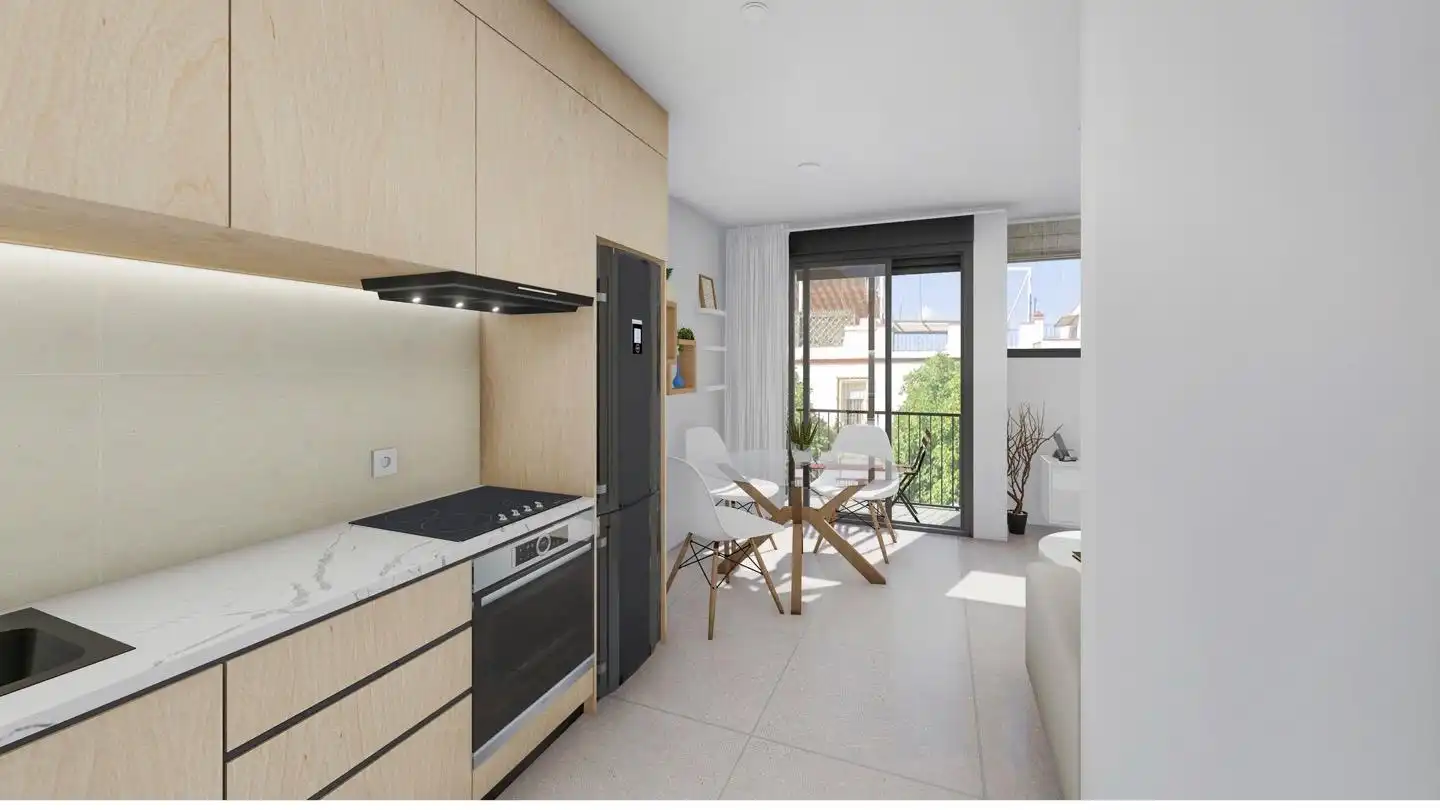 Kitchen of Flat for sale in Sevilla  with Air Conditioner, Heating and Balcony