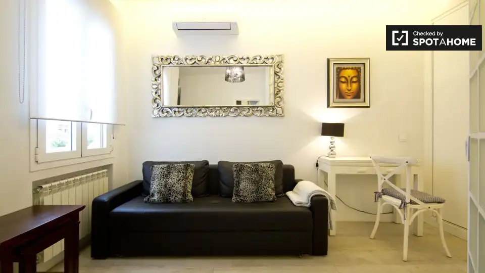 Living room of Study for share in Madrid  with Air Conditioner, Heating and Terrace