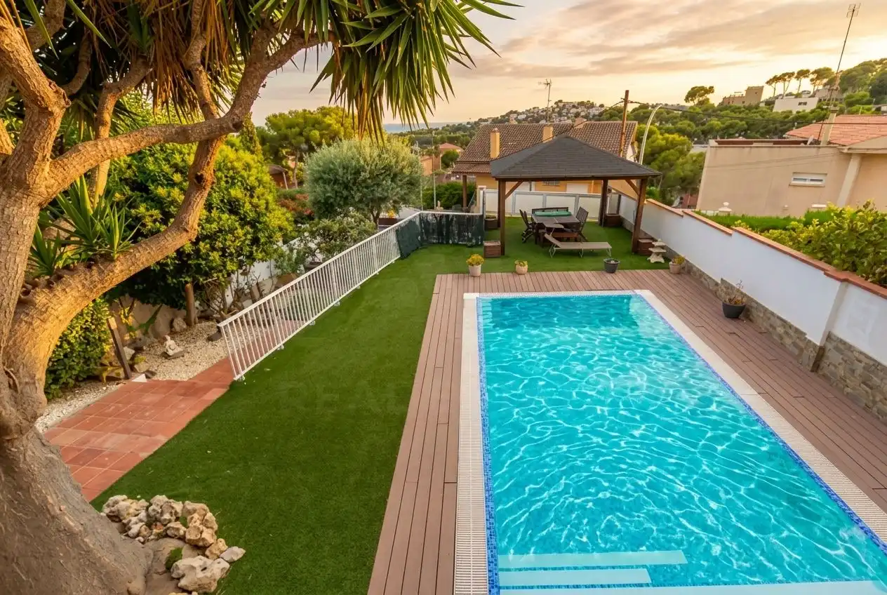 Casa aparellada amb piscina en venda a Can Roca