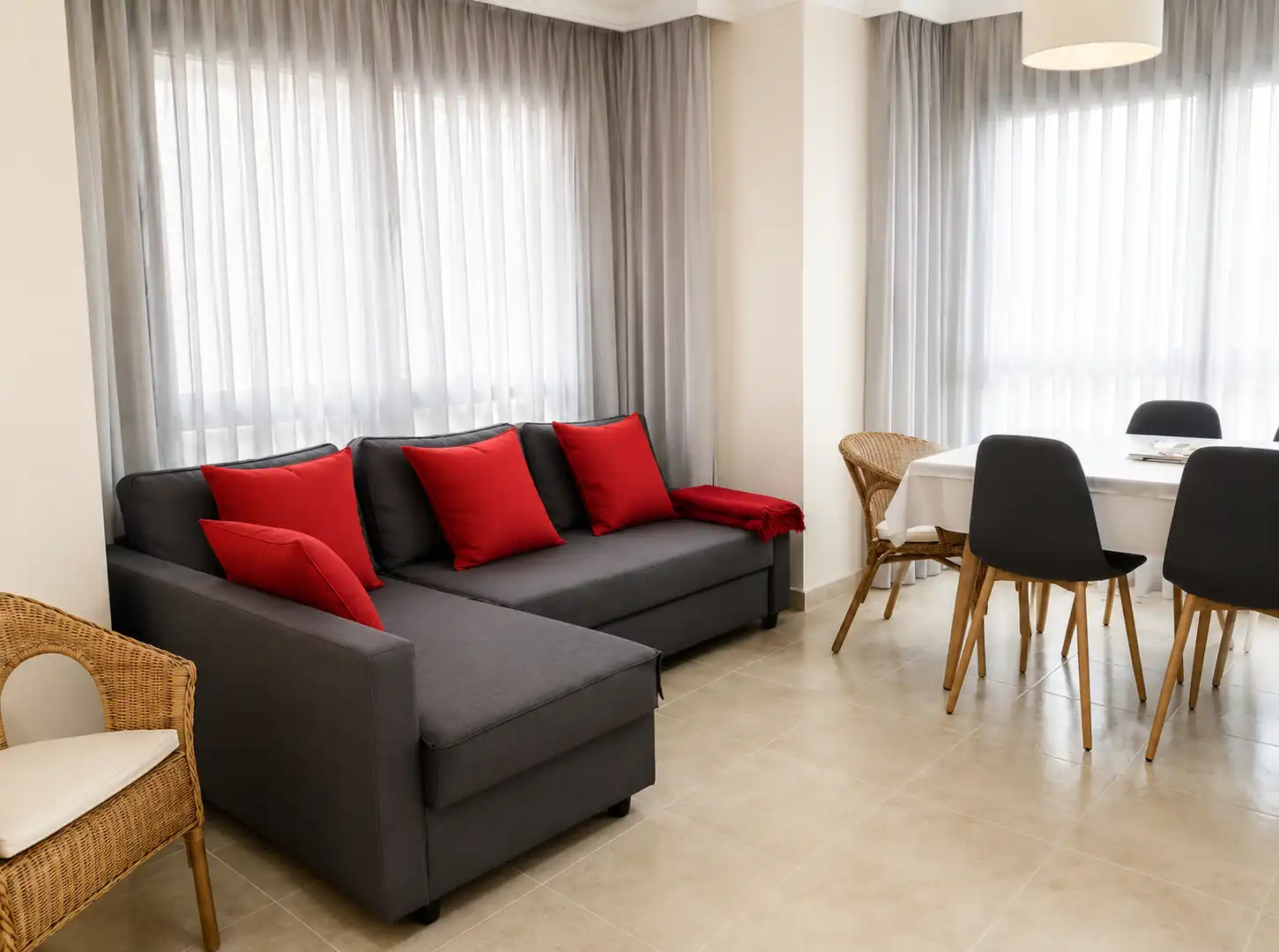 Wohnzimmer von Wohnung zur Miete in Noja mit Heizung, Terrasse und Möbliert