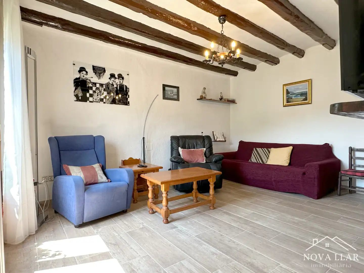 Living room of Country homes for sale in Campdevànol  with Heating, Private garden and Parquet flooring