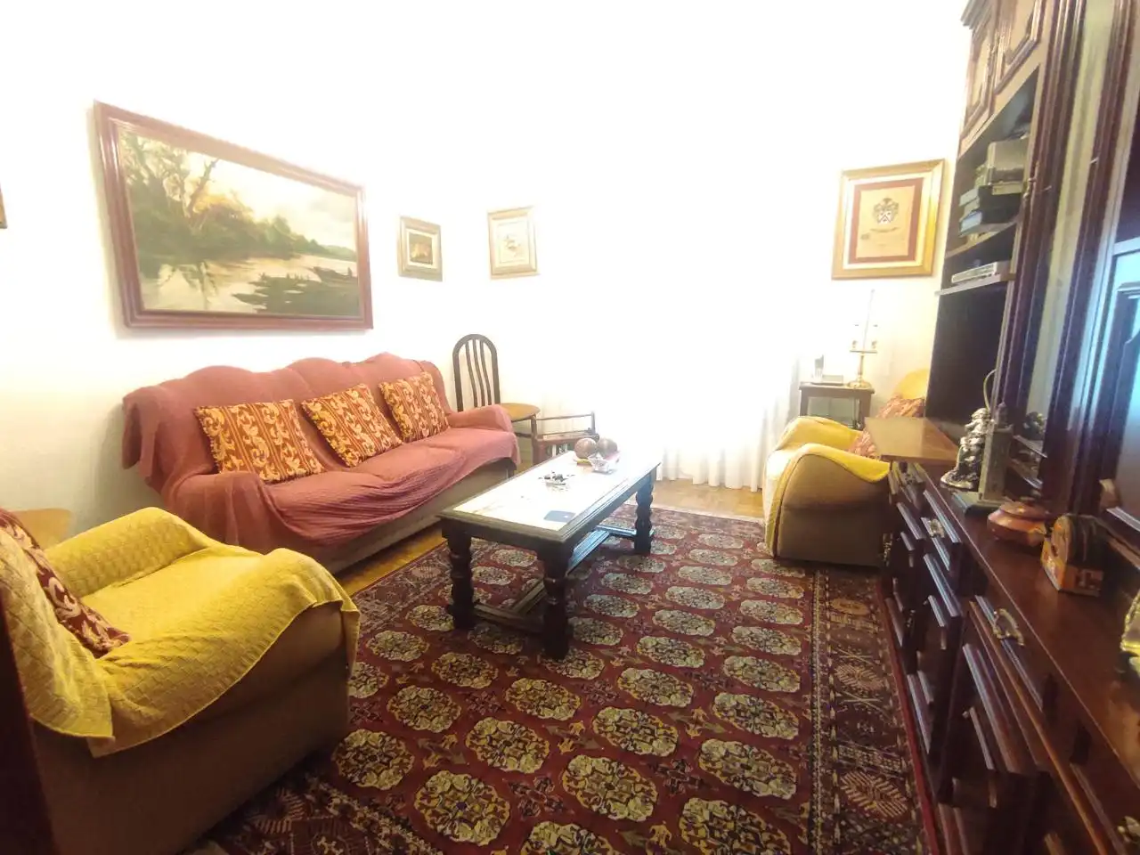 Living room of Flat for sale in Santander  with Parquet flooring, Furnished and Balcony