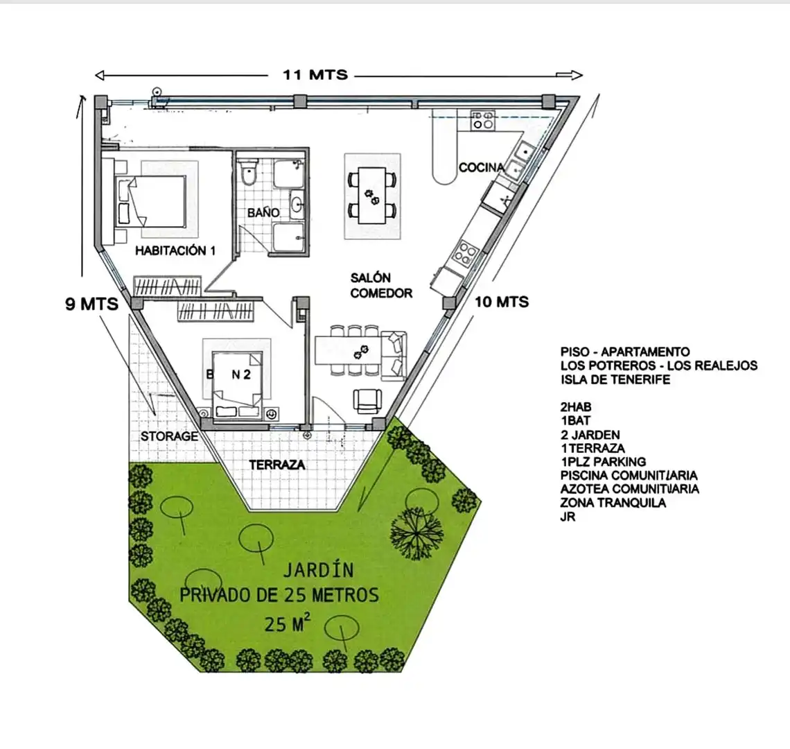 Wohnung zum Verkauf in Los Realejos mit Privatgarten, Terrasse und Möbliert