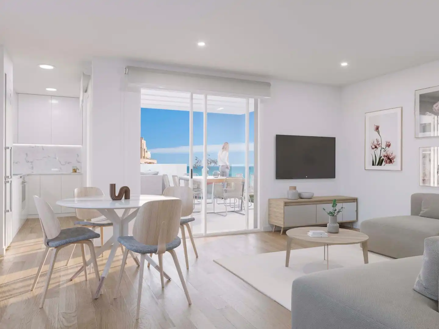 Sala de estar de Apartamento en venta en Tavernes de la Valldigna con Terraza, Balcón y Piscina comunitaria
