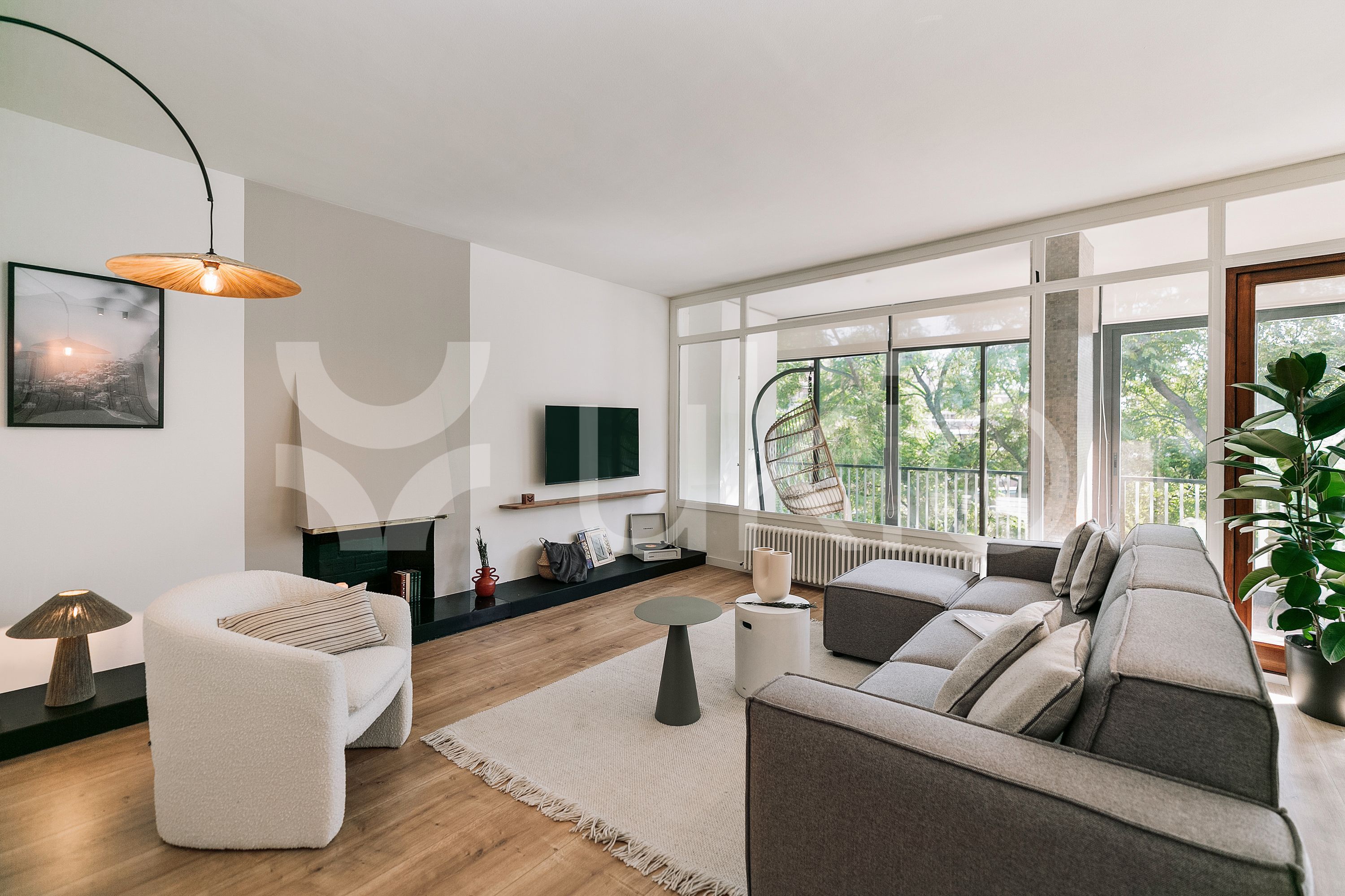 Sala de estar de Apartamento de alquiler en  Barcelona Capital con Aire acondicionado, Calefacción y Amueblado