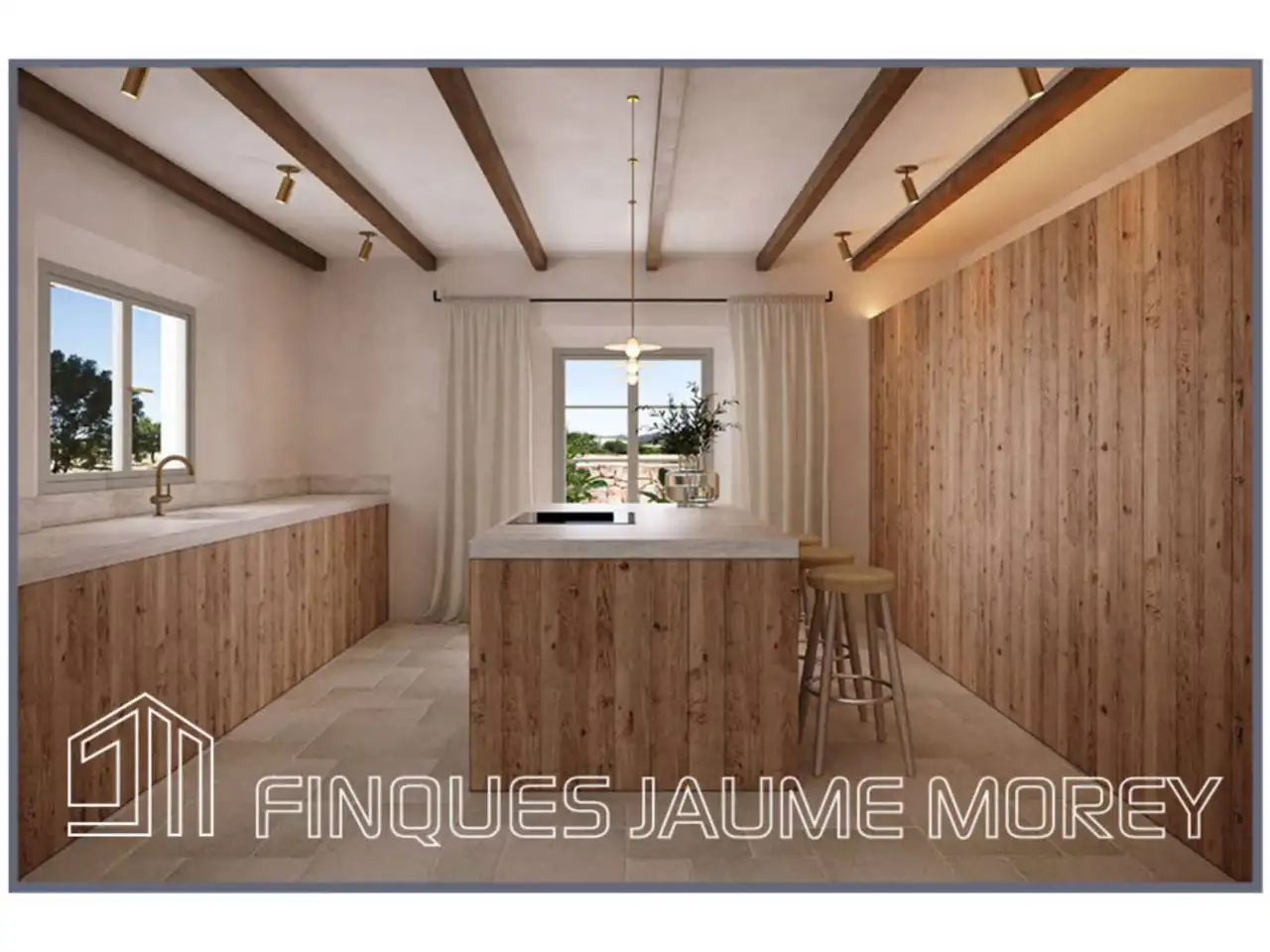 Cocina de Finca rústica en venta en Búger con Jardín privado, Terraza y Piscina